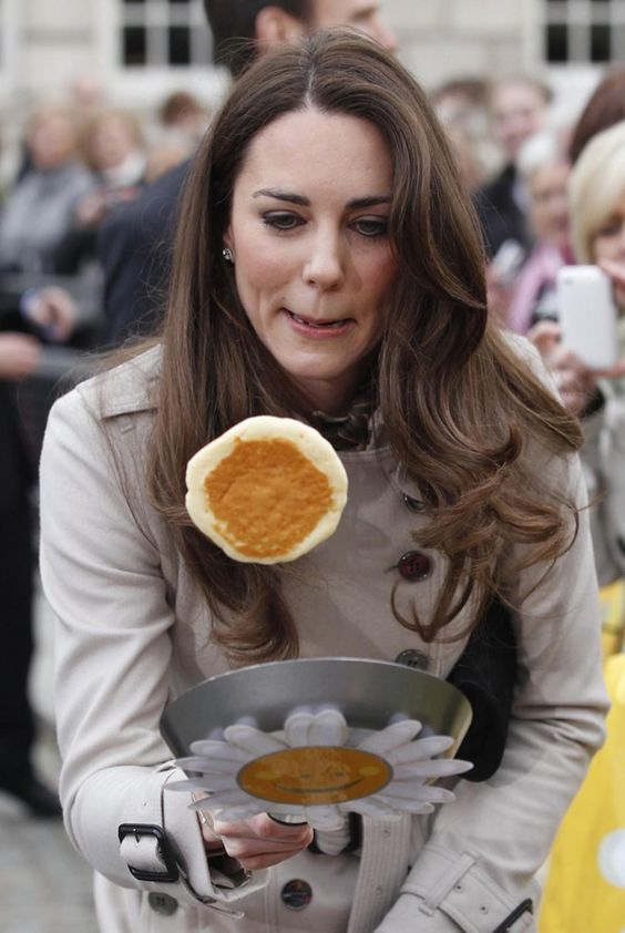 The Duchess of Cambridge Catherine Kate Middleton Flipping Pancakes